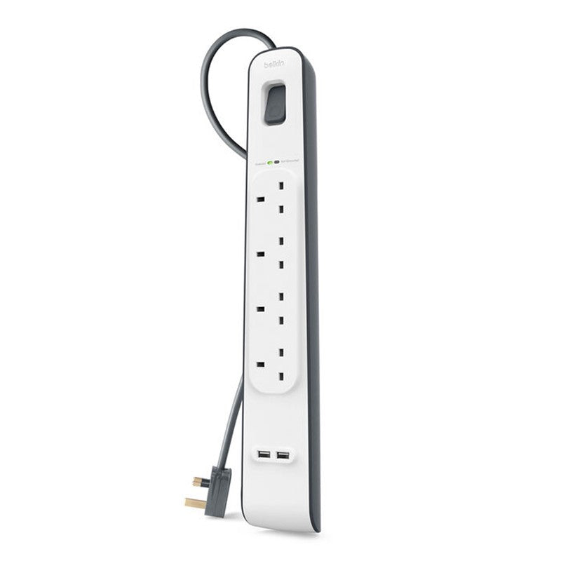 Belkin Surge Protection Strip - 2 M With 2 x 2.4A USB Charging Power Extension Belkin Surge Protection Strip - 2 M With 2 x 2.4A USB Charging Power Extension